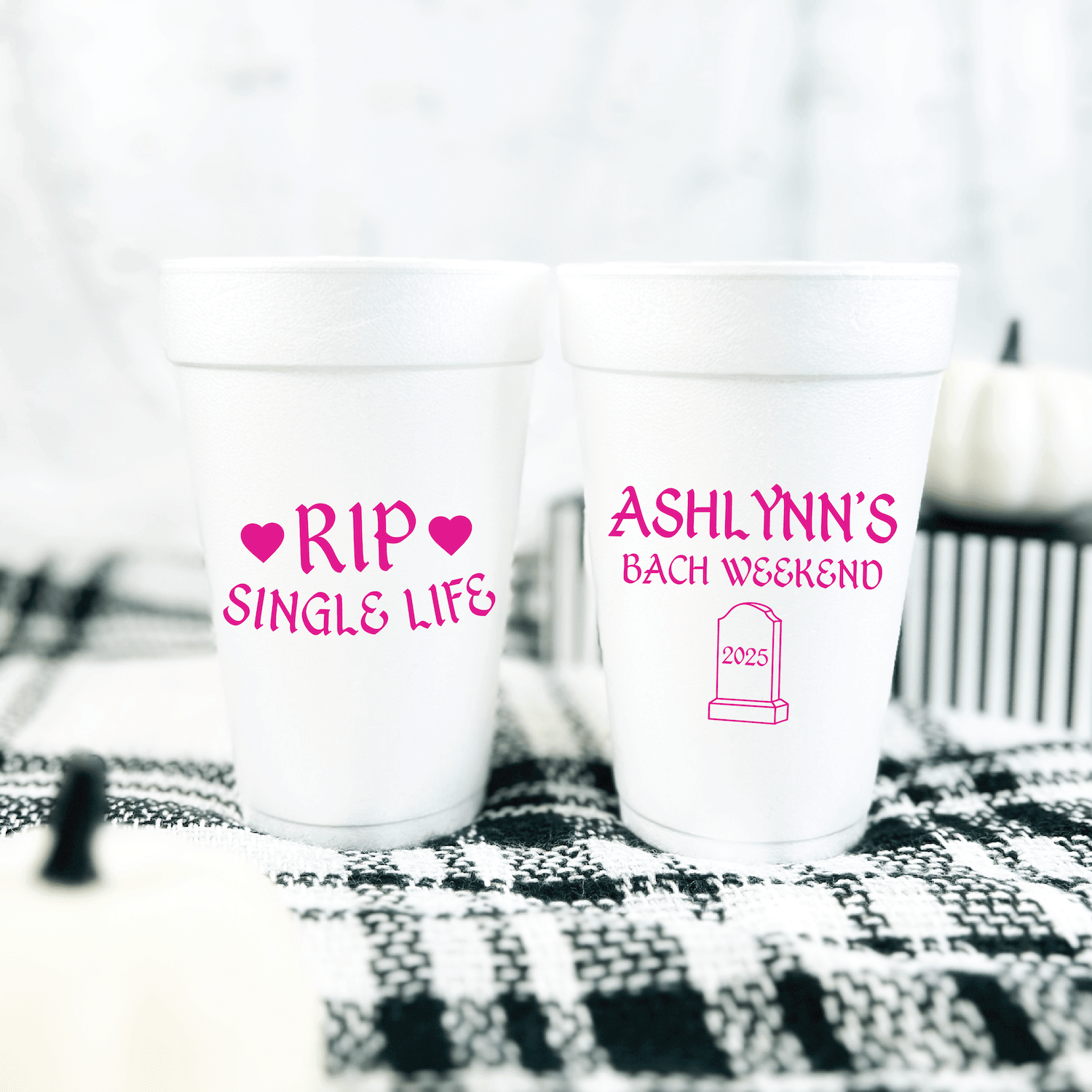 RIP Single Life Personalized Foam Cups