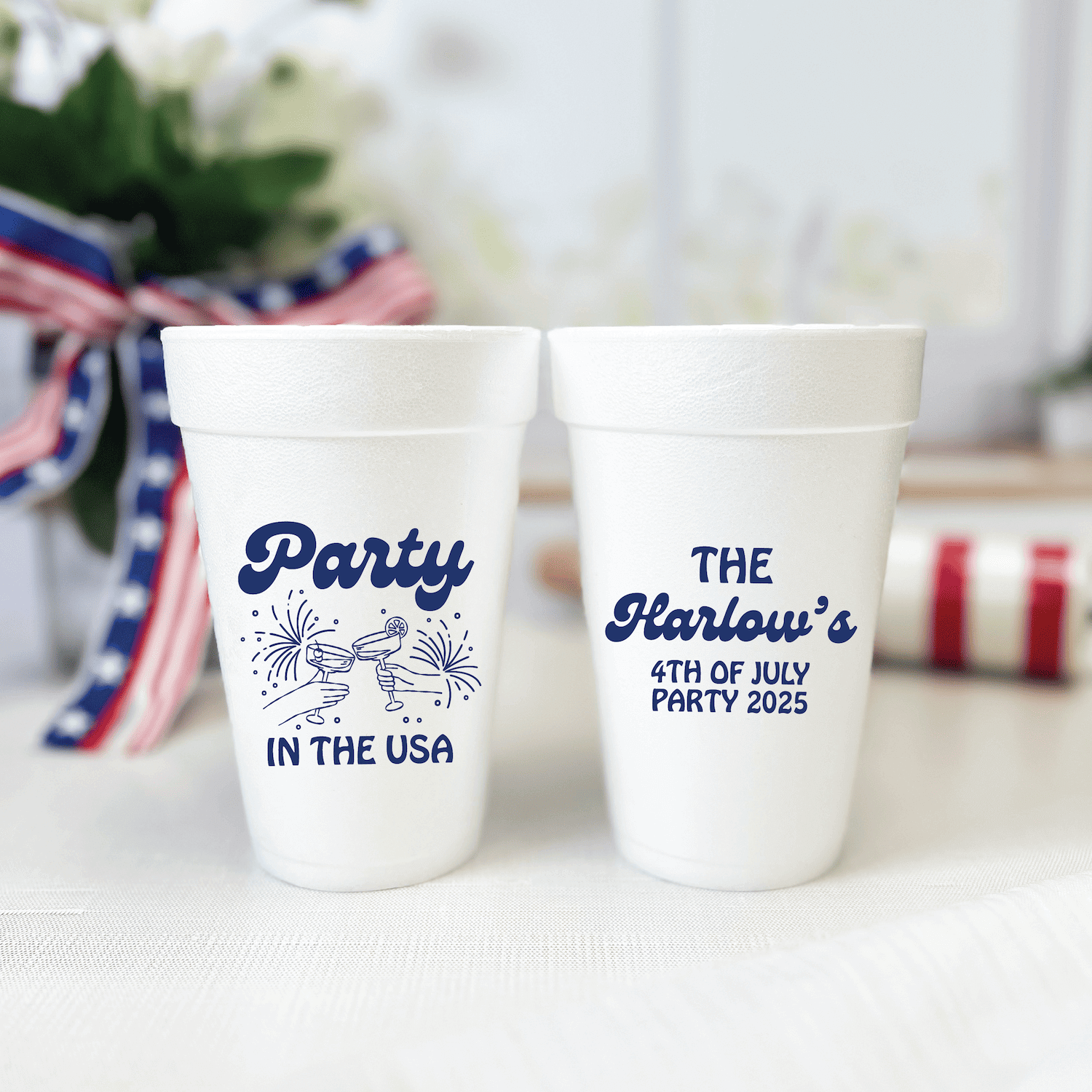 Party in the USA Personalized 4th of July Foam Cups
