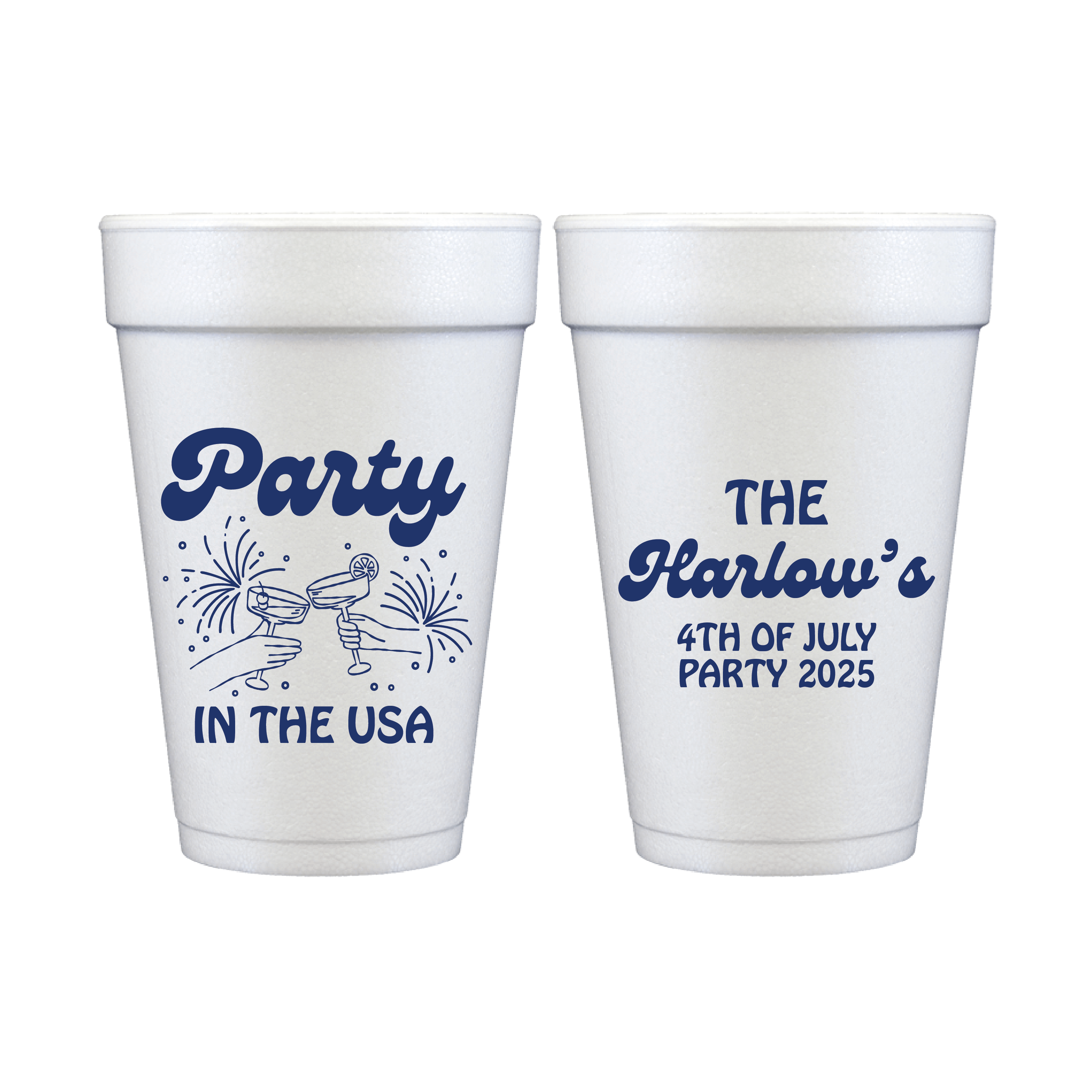 Party in the USA Personalized 4th of July Foam Cups