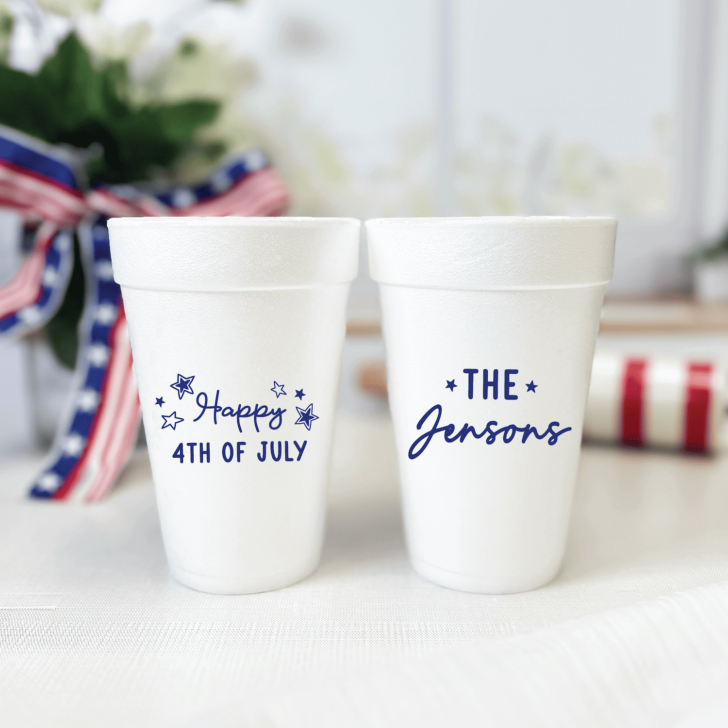 Happy 4th of July Personalized Foam Cups