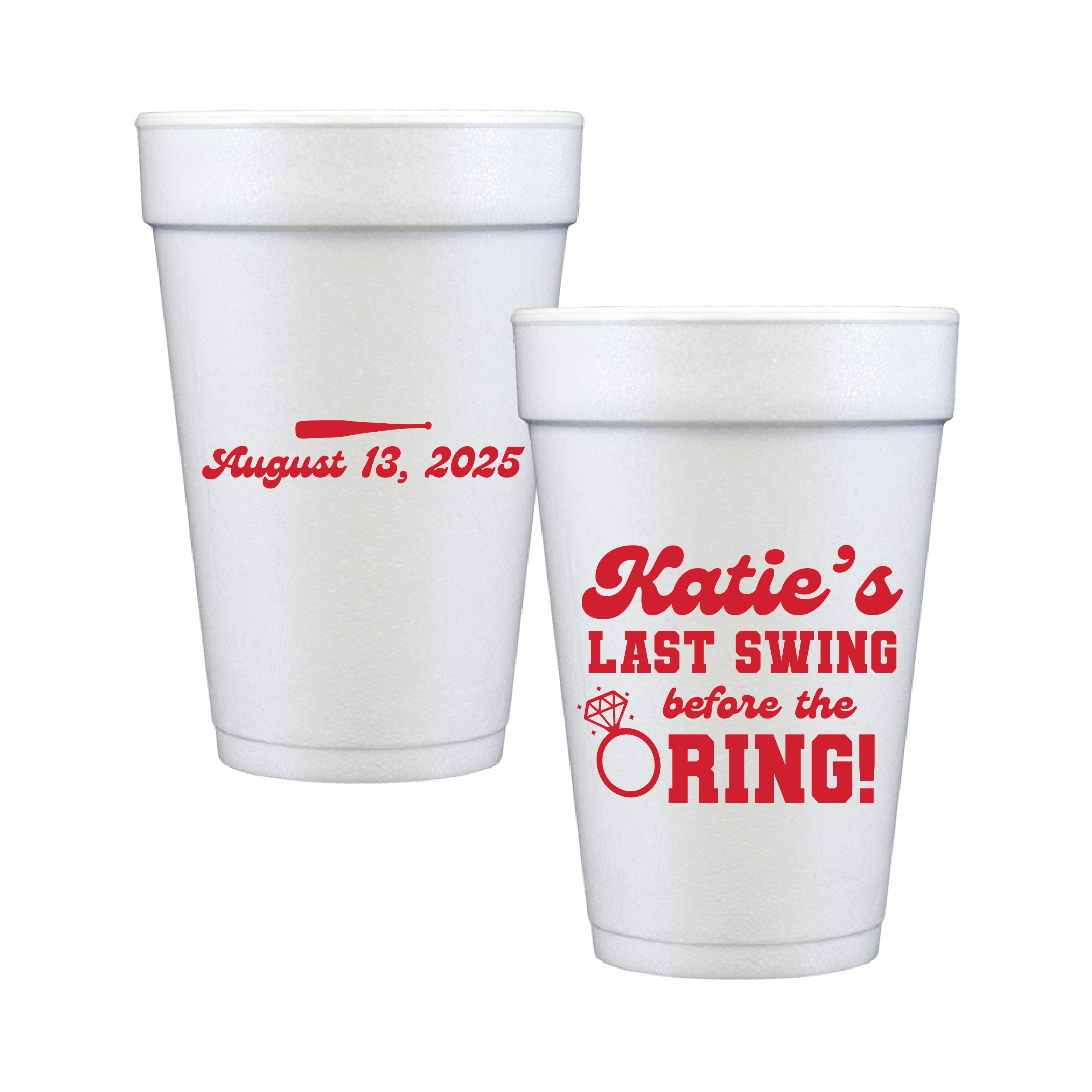 Last Swing Before the Ring Bachelorette Foam Cups