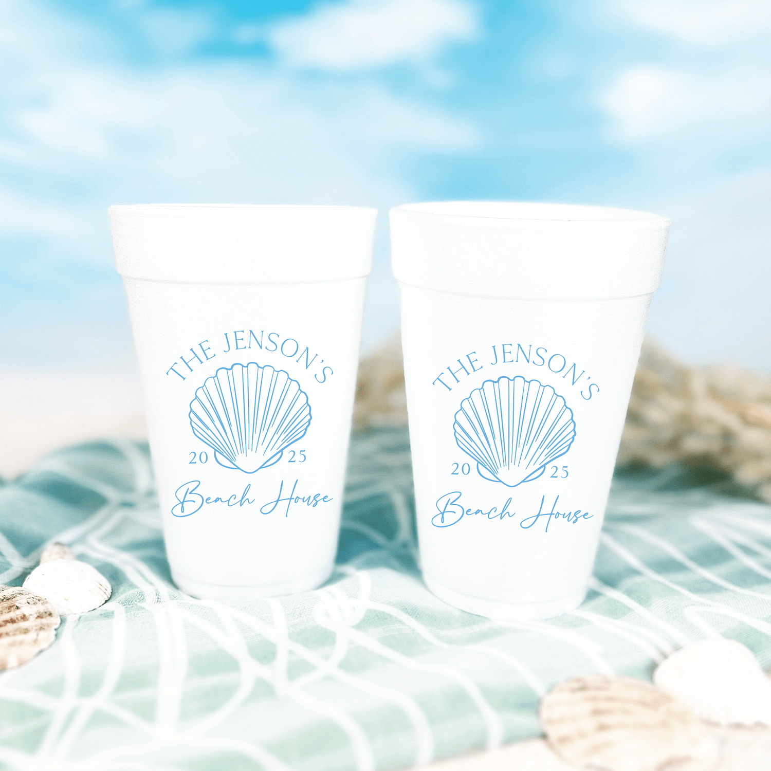 Seashell Beach House Foam Cups
