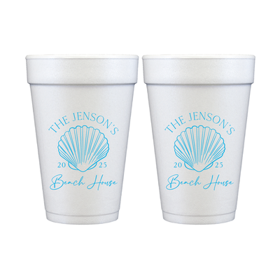 Seashell Beach House Foam Cups