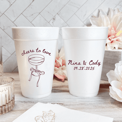 Cheers To Love Personalized Foam Wedding Cups - Cup - Foam