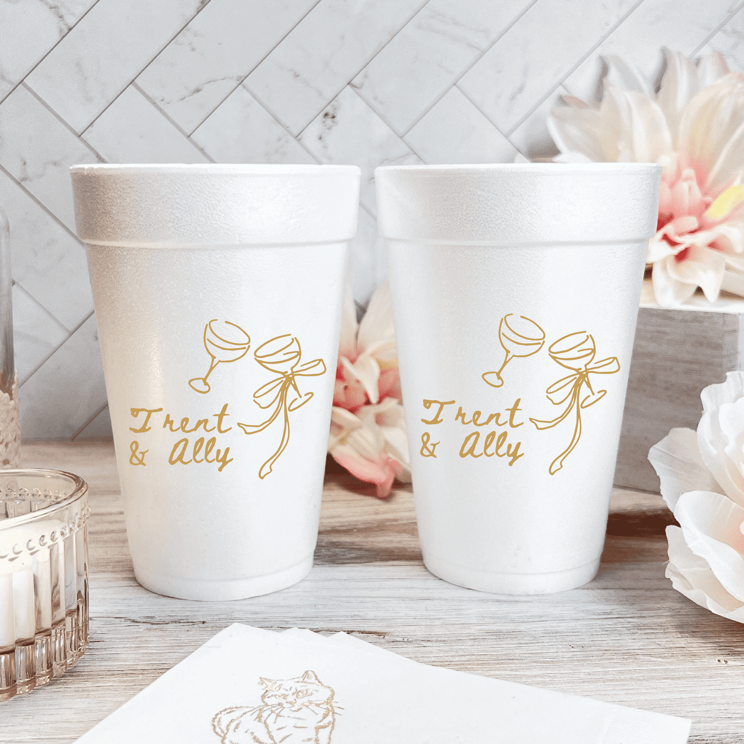 Toast To Forever Personalized Foam Wedding Cups - Cup - Foam