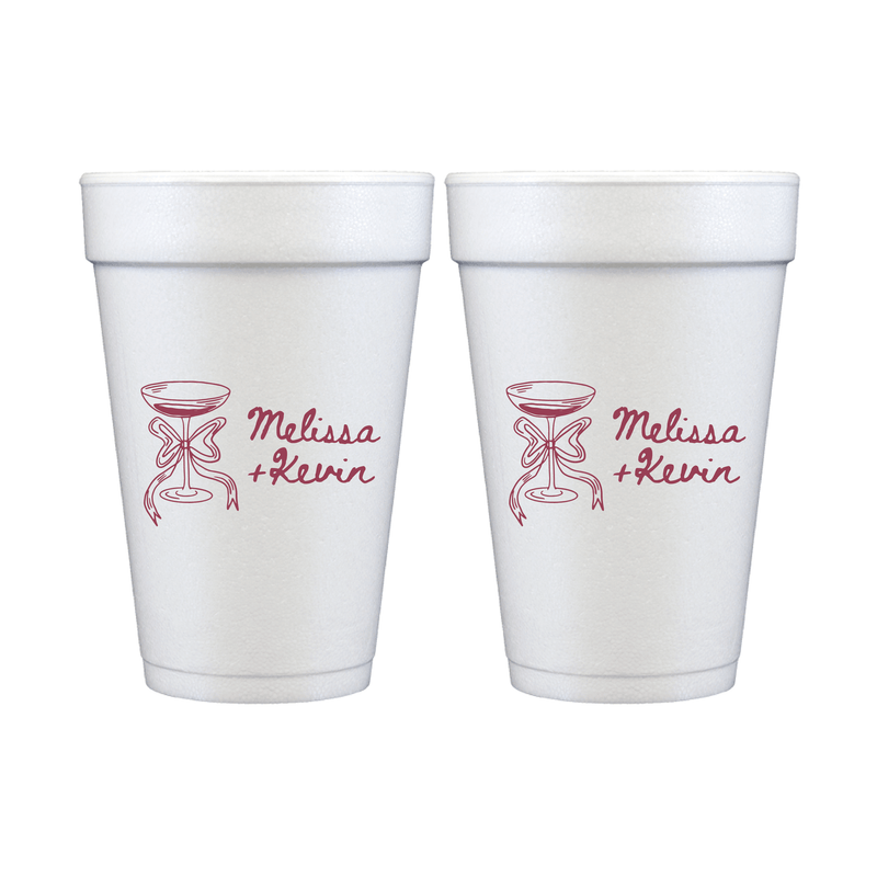 Champagne Doodle Personalized Foam Wedding Cups - Cup - Foam
