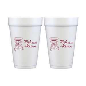 Champagne Doodle Personalized Foam Wedding Cups
