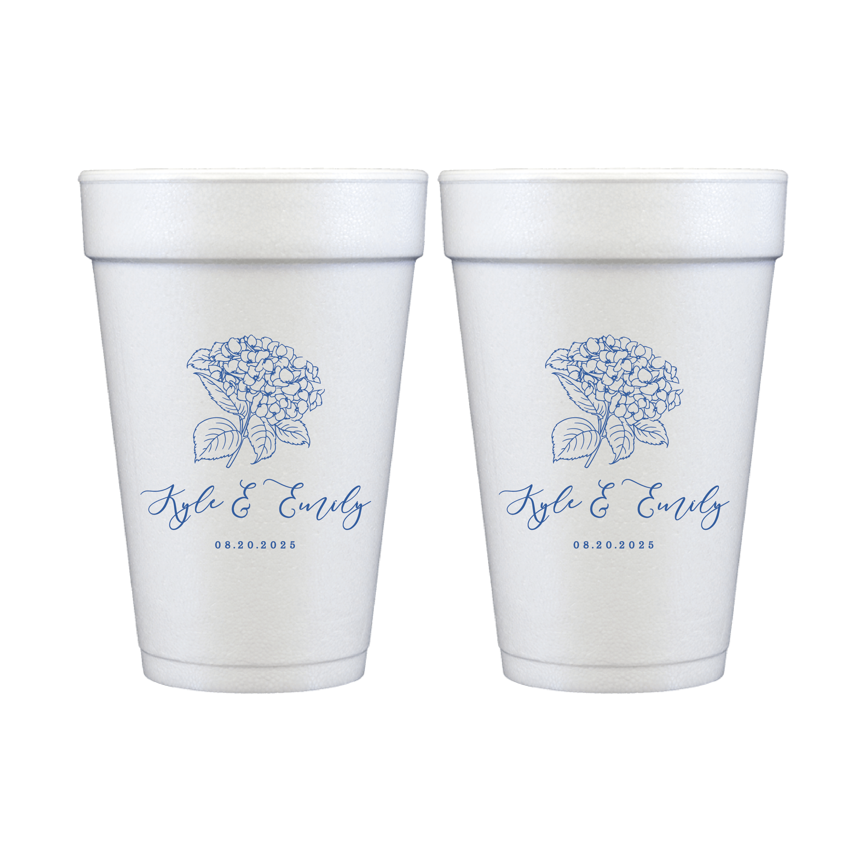 Summer Hydrangea Personalized Foam Wedding Cups - Cup - Foam