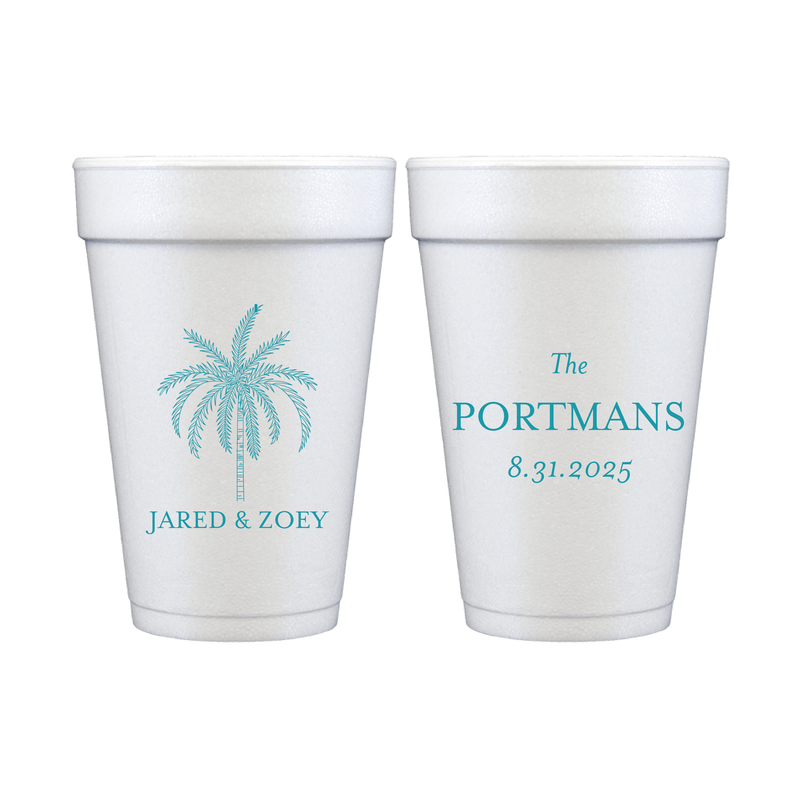 Tropical Palm Tree Personalized Foam Wedding Cups - Cup - Foam