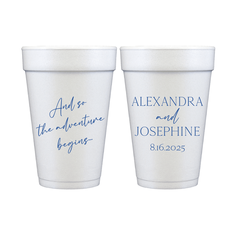 And So The Adventure Begins Personalized Foam Wedding Cups - Cup - Foam