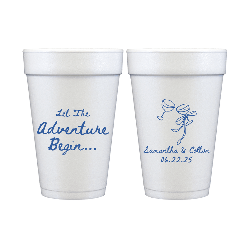 Let The Adventure Begins Personalized Foam Wedding Cups - Cup - Foam