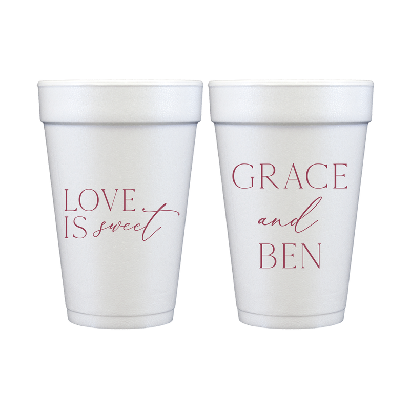 Love is Sweet Personalized Foam Wedding Cups - Cup - Foam