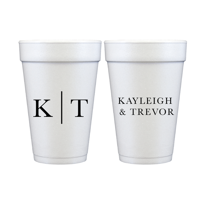 Modern Initials Personalized Foam Wedding Cups - Cup - Foam