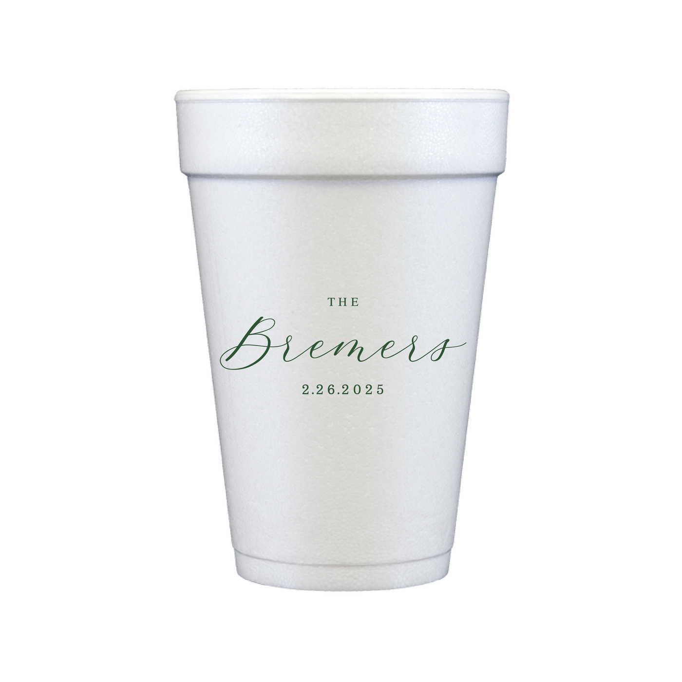 Custom Last Name Personalized Foam Wedding Cups