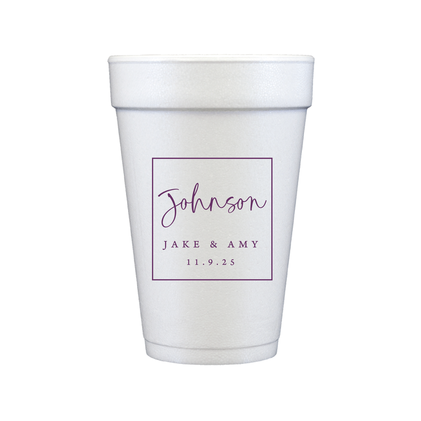 Custom Monogram Personalized Foam Wedding Cups