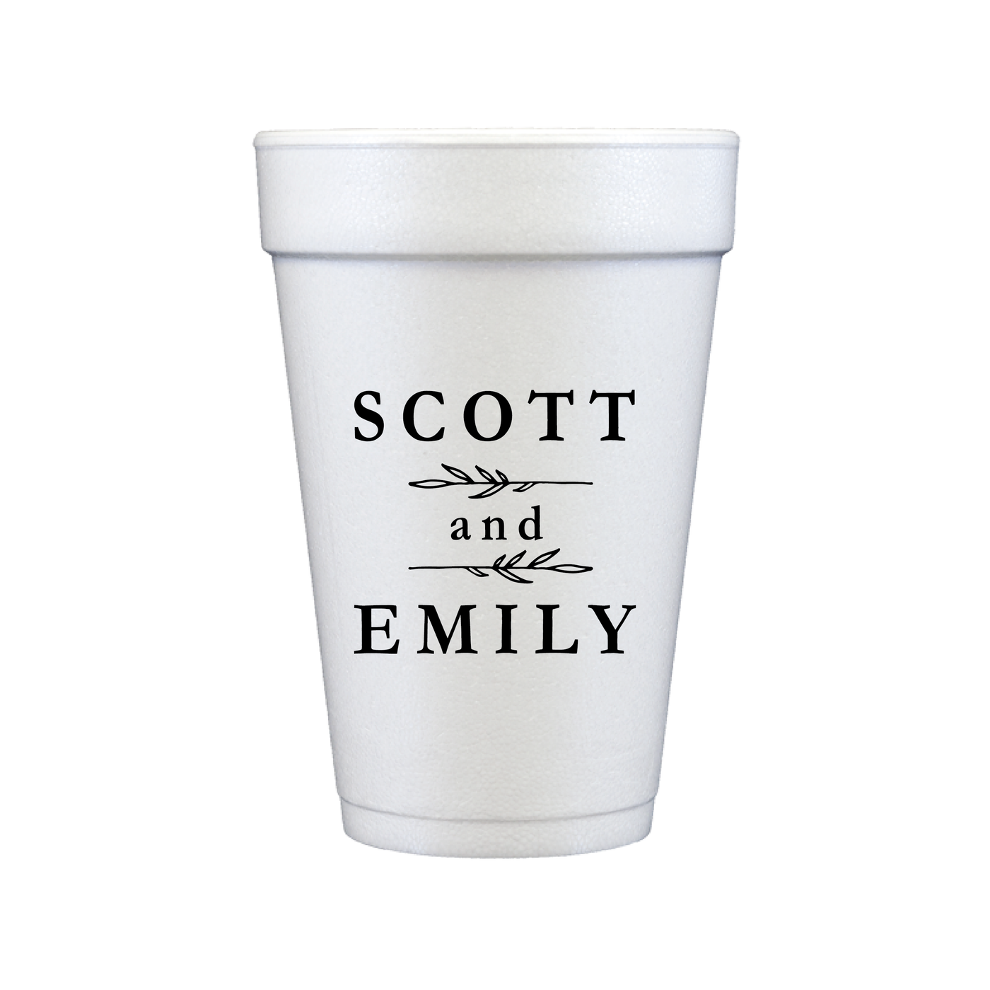 Custom First Names Personalized Foam Wedding Cups