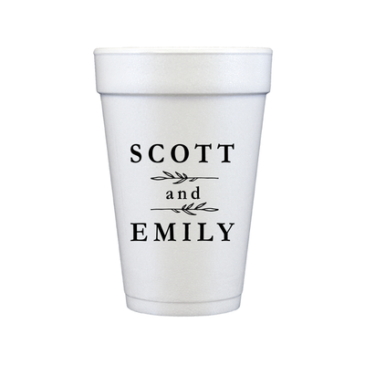 Custom First Names Personalized Foam Wedding Cups