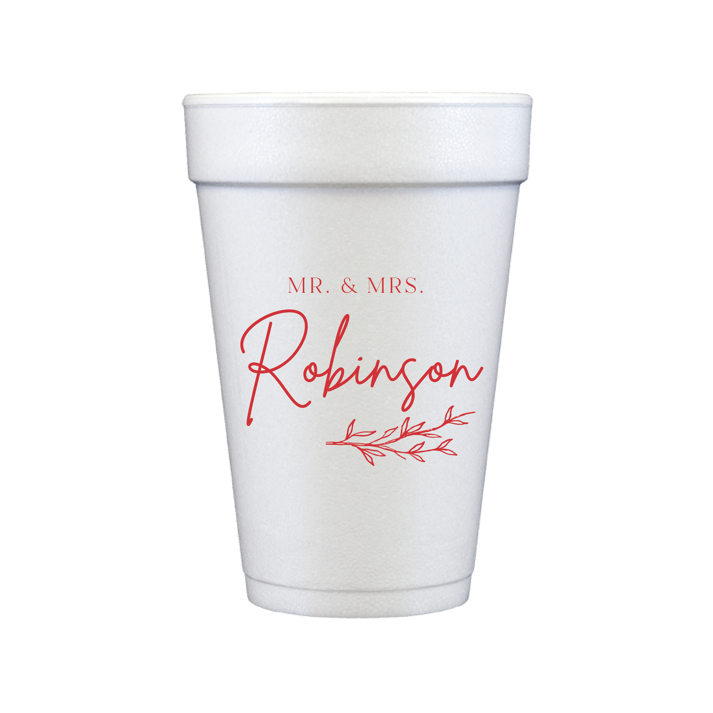 Custom Last Name Personalized Foam Wedding Cups