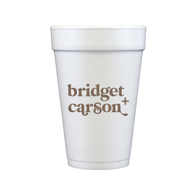 Custom First Names Personalized Foam Wedding Cups