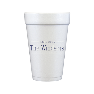 Custom Last Name Personalized Foam Wedding Cups