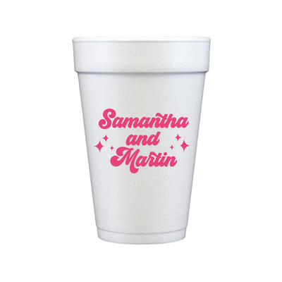 Custom First Names Personalized Foam Wedding Cups