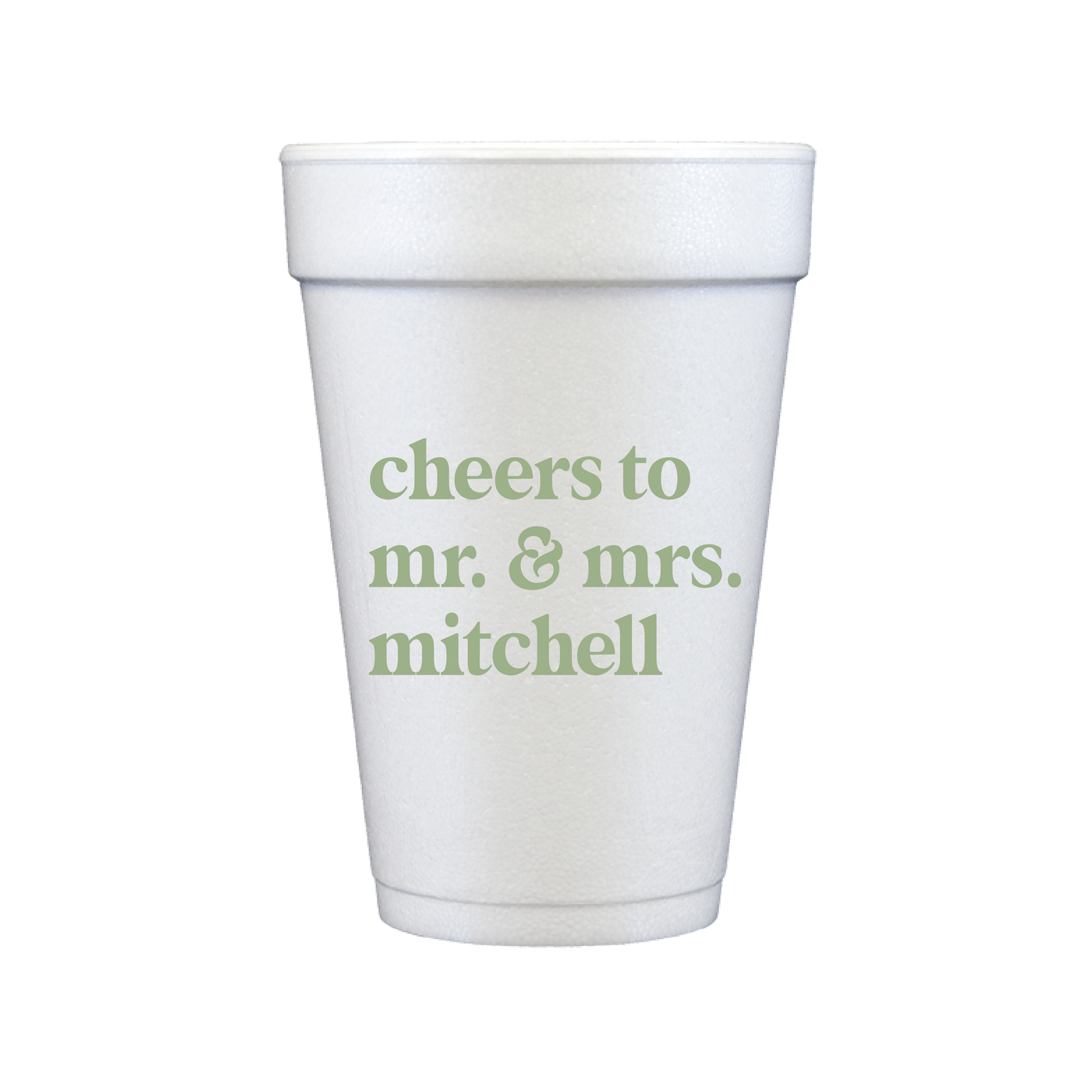 Custom Last Name Personalized Foam Wedding Cups