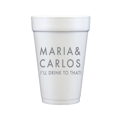 Custom First Names Personalized Foam Wedding Cups