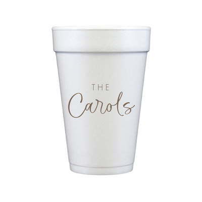 Custom Last Name Personalized Foam Wedding Cups