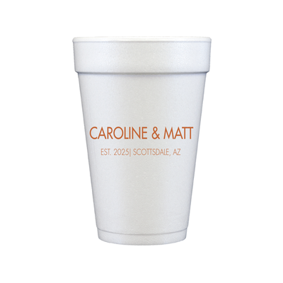 Custom First Names Personalized Foam Wedding Cups