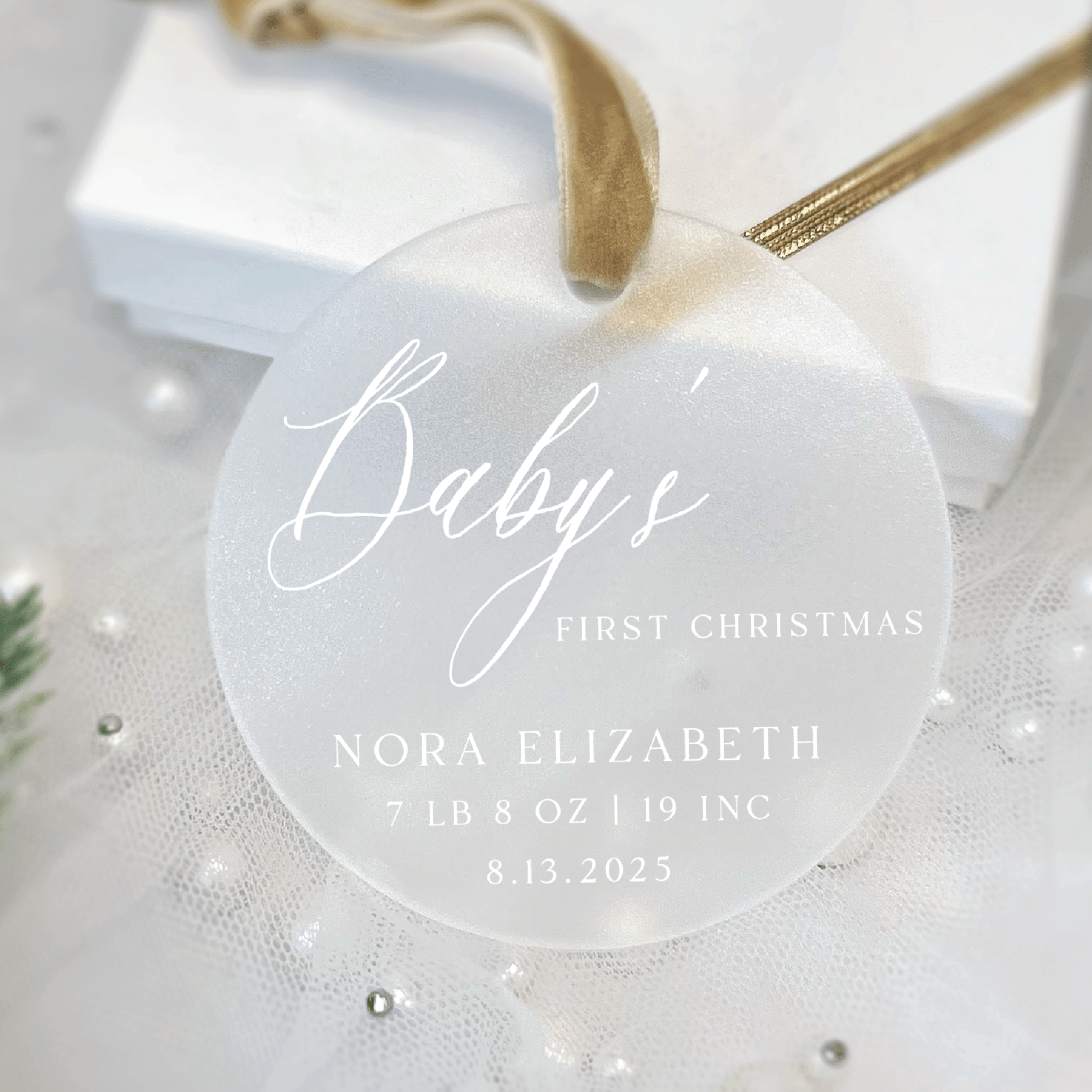 Baby's First Christmas Ornament with Birth Stats - Ornament - Acrylic