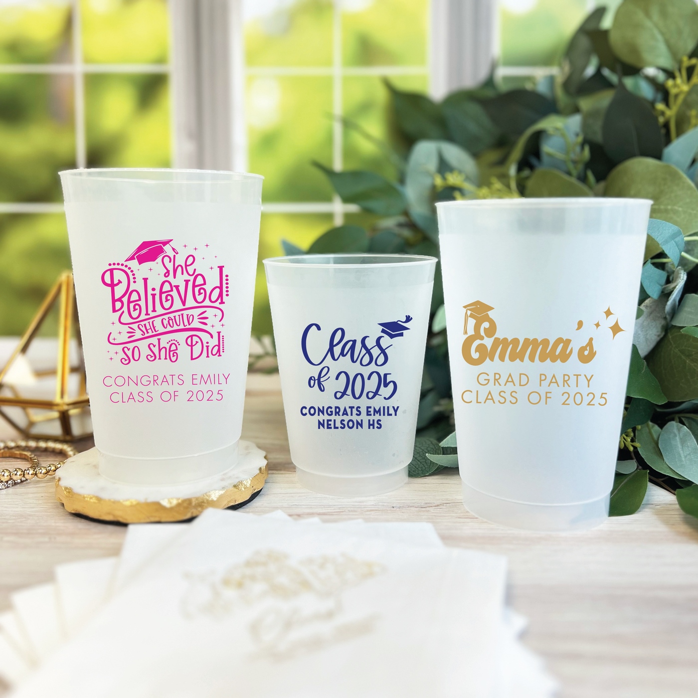 Graduation Frosted Party Cups