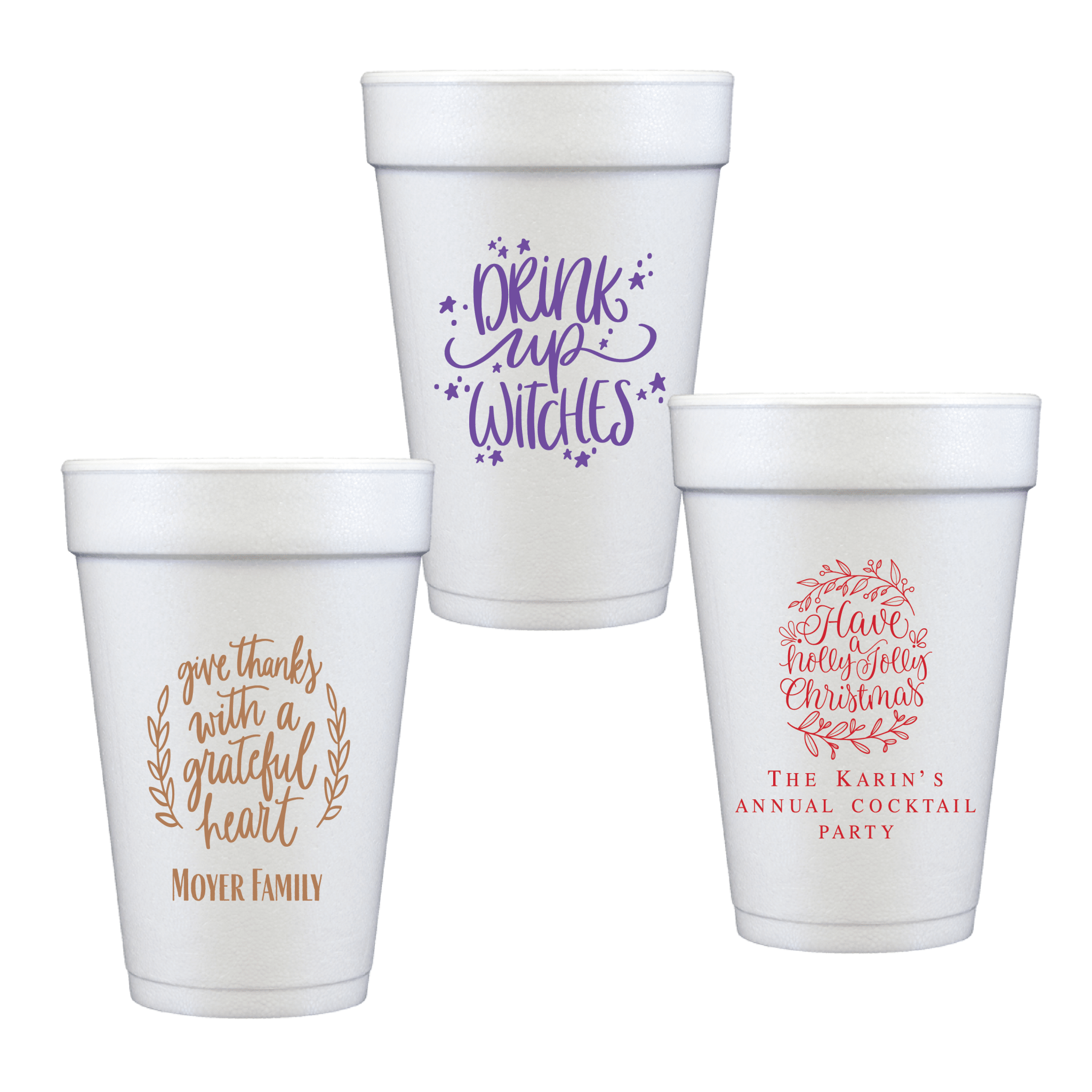 Holiday Personalized Foam Cups - Cup - Foam