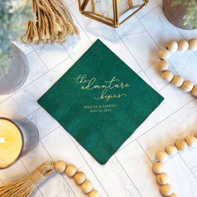 The Adventure Begins Wedding Napkins