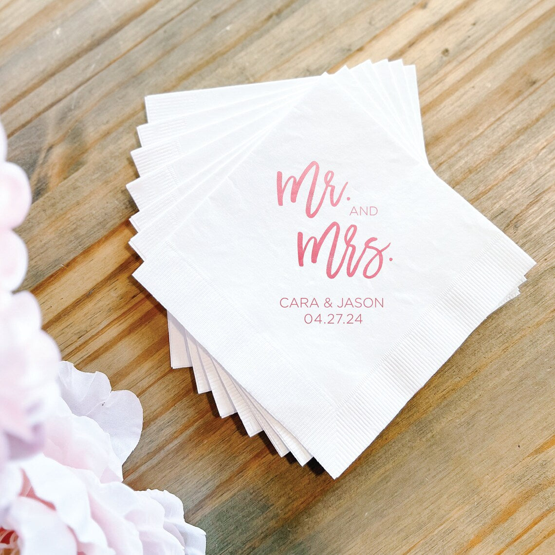 Mr and Mrs Personalized Wedding Napkins