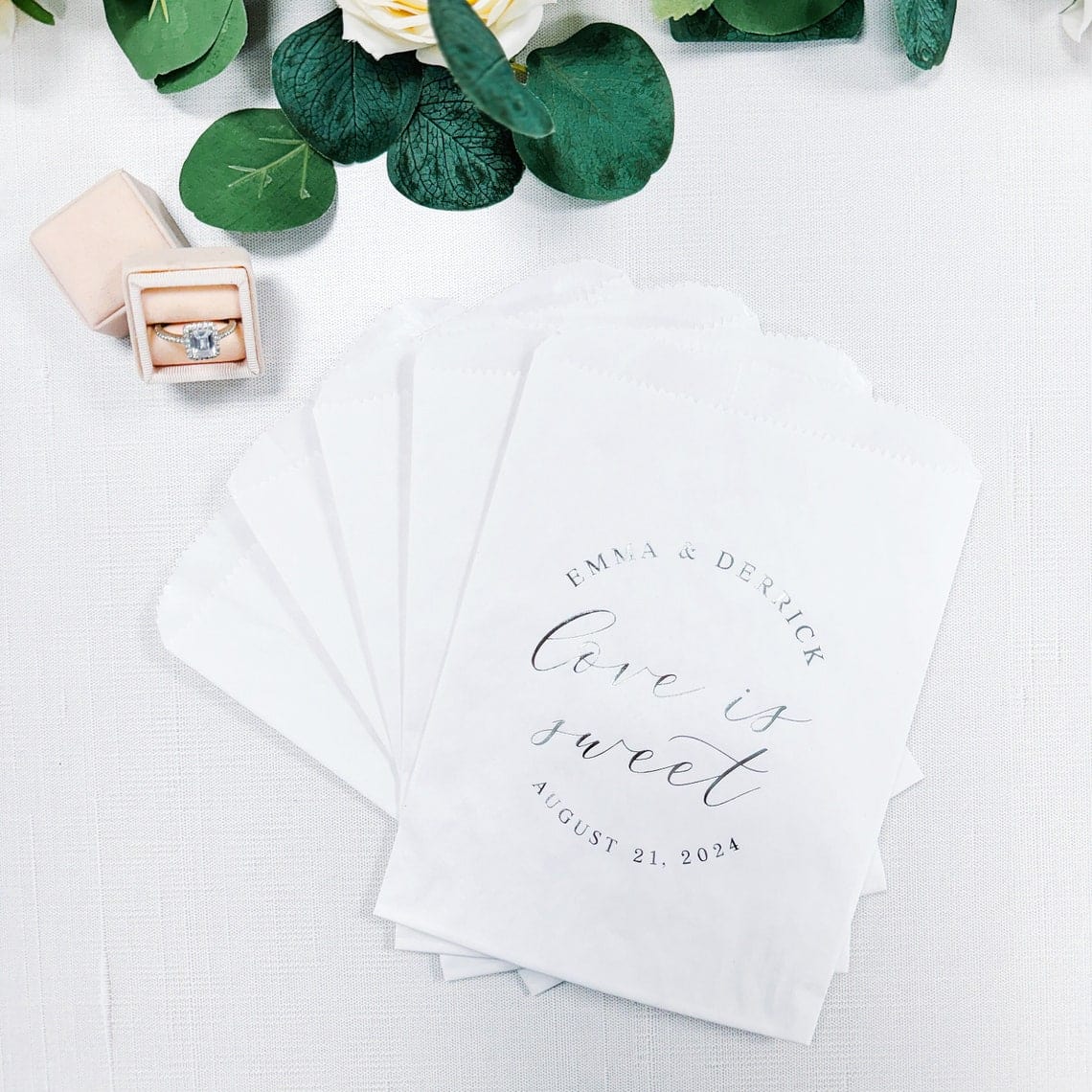 Love Is Sweet Custom Foil Wedding Treat Bags - Treat Bag - Paper