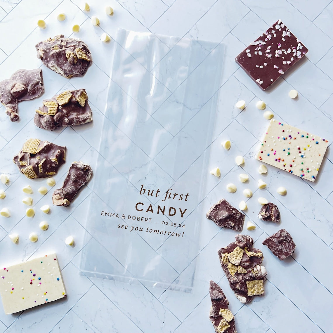 But First, Candy Personalized Wedding Cellophane Bags