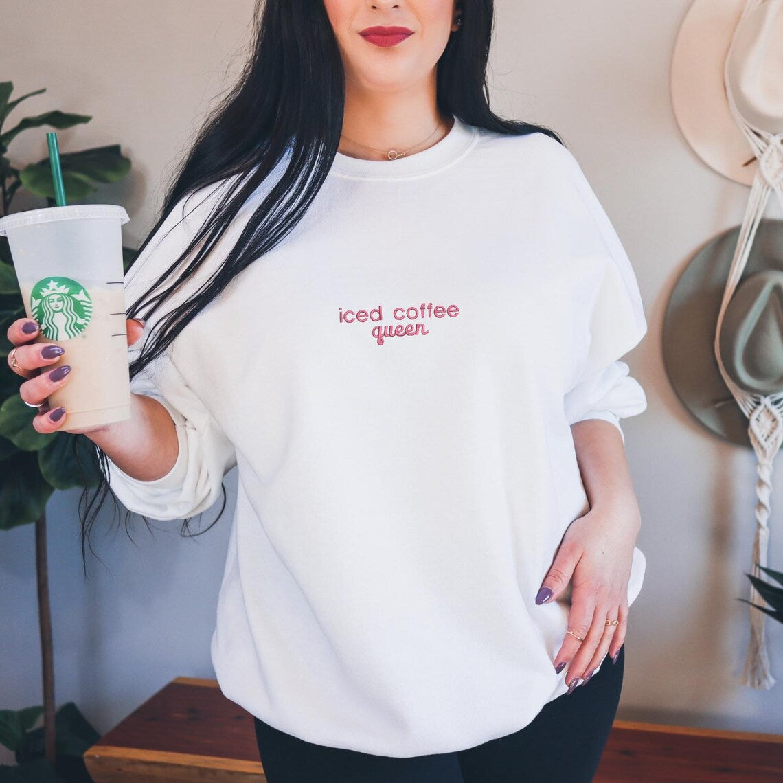 Coffee Queen Embroidered Sweatshirt