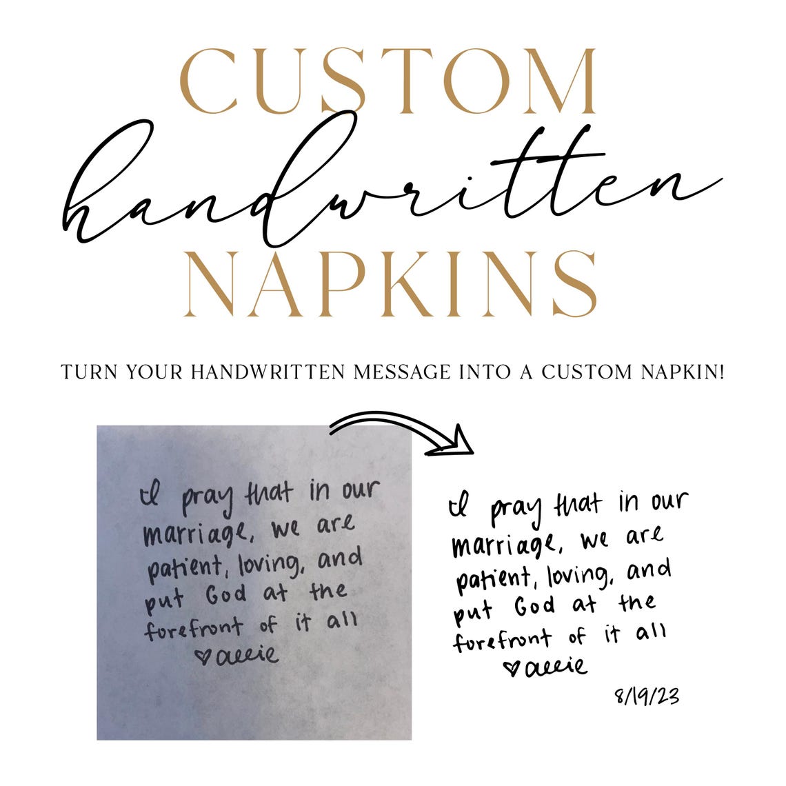 Custom Handwritten Wedding Napkins