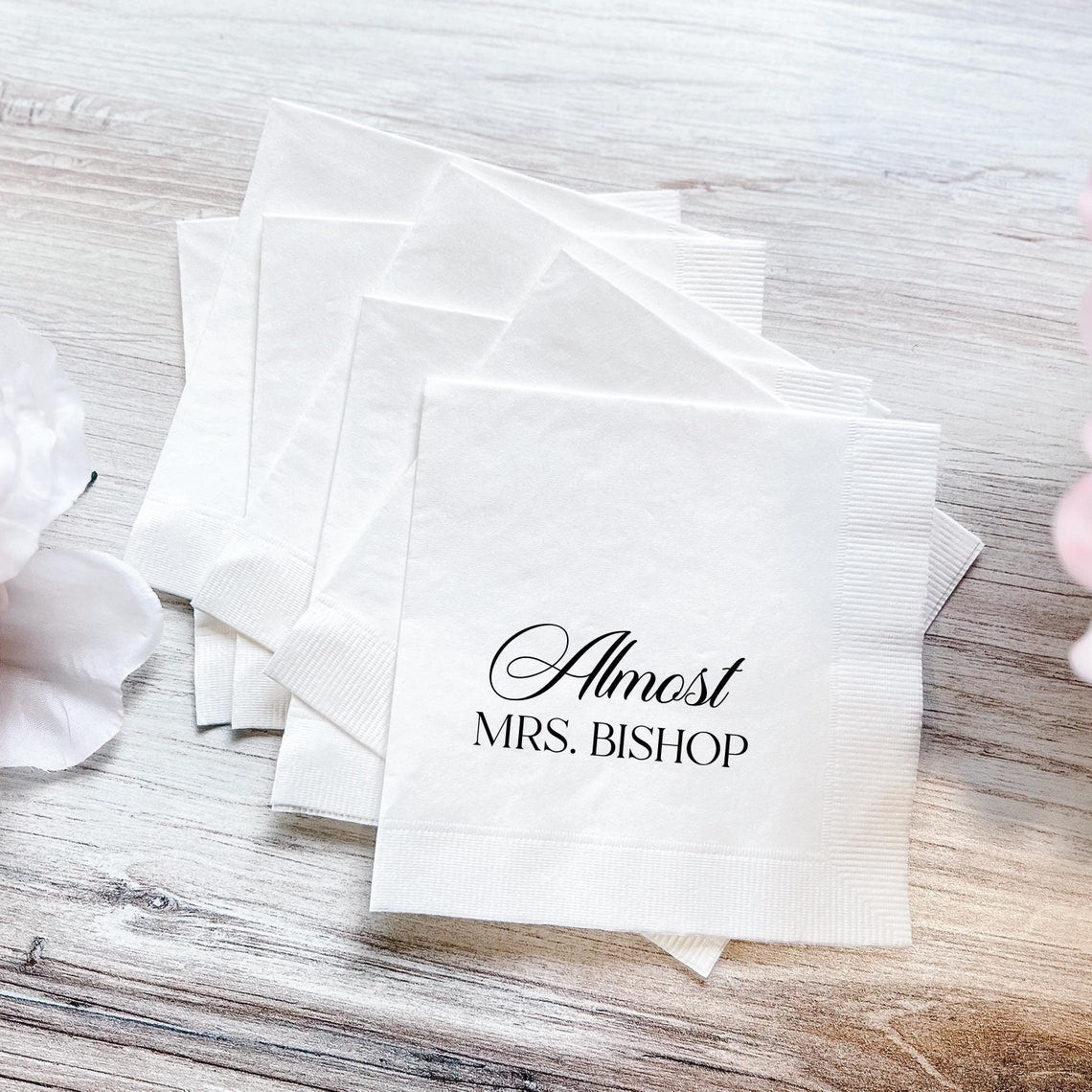 Elegant Almost Mrs Personalized Bridal Shower Napkins