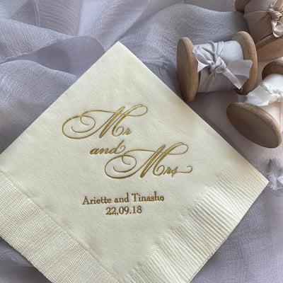 Mr and Mrs Personalized Wedding Napkins