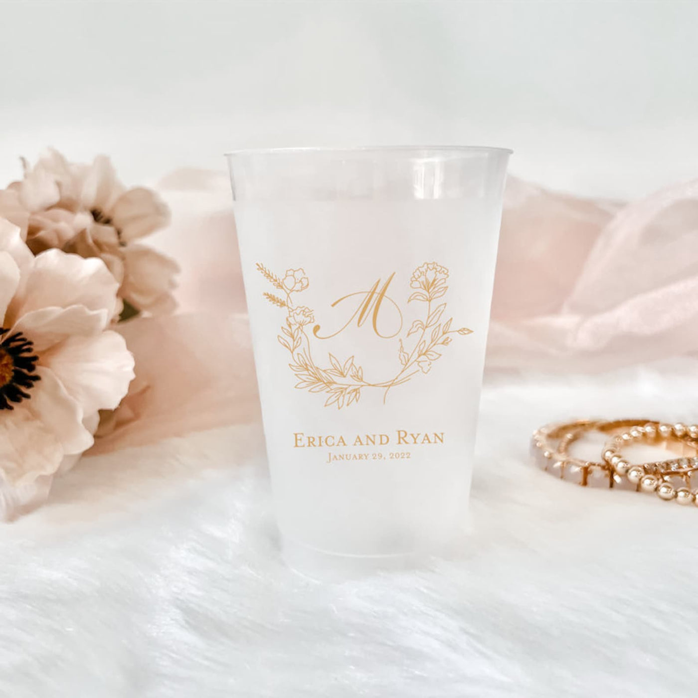 Personalized Frosted Plastic Cups for Weddings