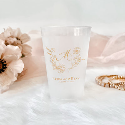 Personalized Frosted Plastic Cups for Weddings