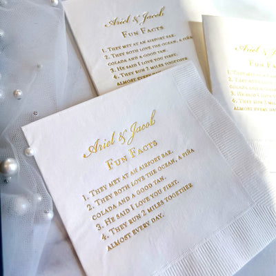 Fun Wedding Fact Napkins for Reception