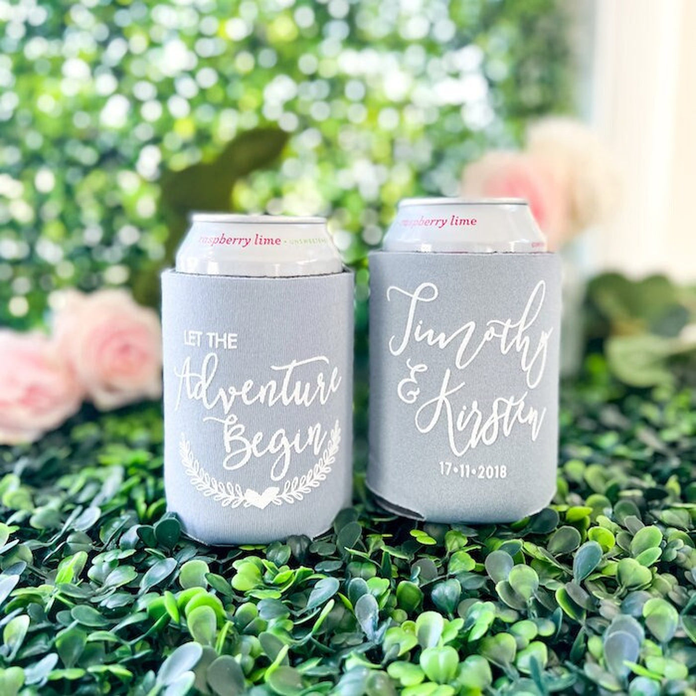 Let the Adventure Begin Wedding Can Cooler