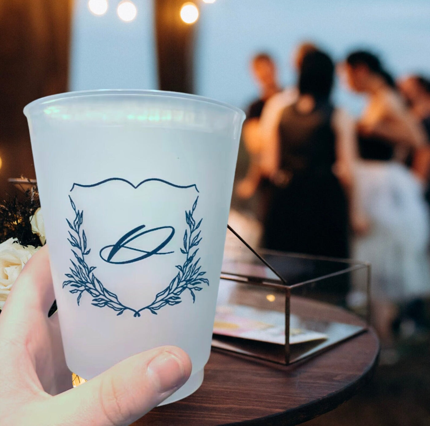 Personalized Frosted Wedding Cups for Cocktail Hour