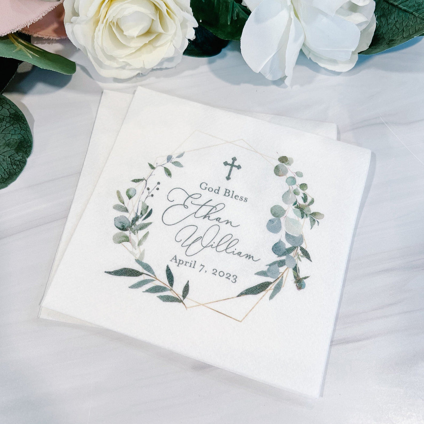 Greenery Geo Religious Full Color Napkins - Napkins - Full Color