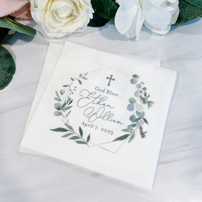Greenery Geo Religious Full Color Napkins - Napkins - Full Color