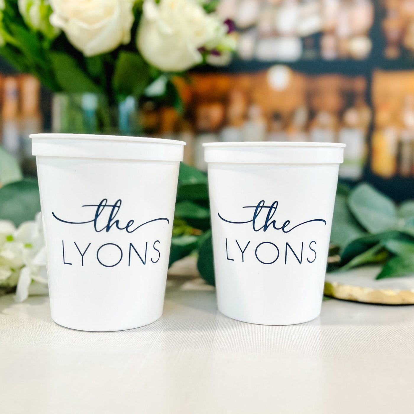 Wedding Reception Stadium Cups with Custom Text