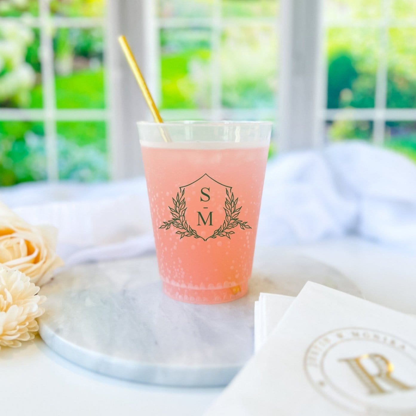 Custom Wedding Cups with Frosted Design - Cup - Frosted