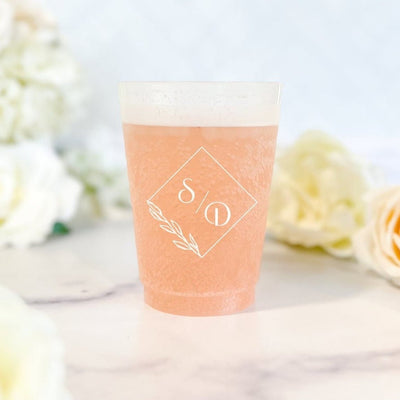 Wedding Reception Frosted Cups with Personalized Design